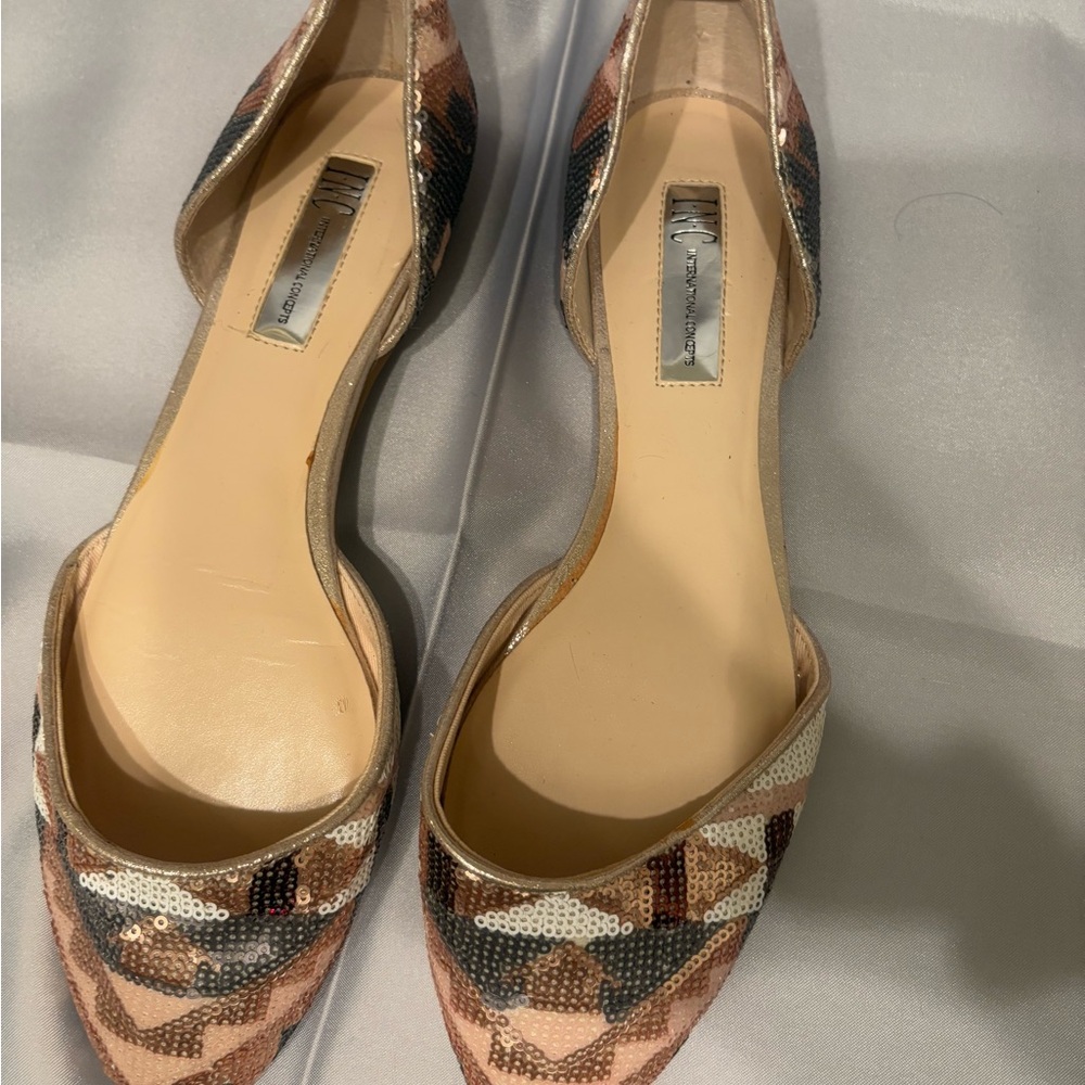 Macy's INC Chic Patterned Flats in Pink and Brown